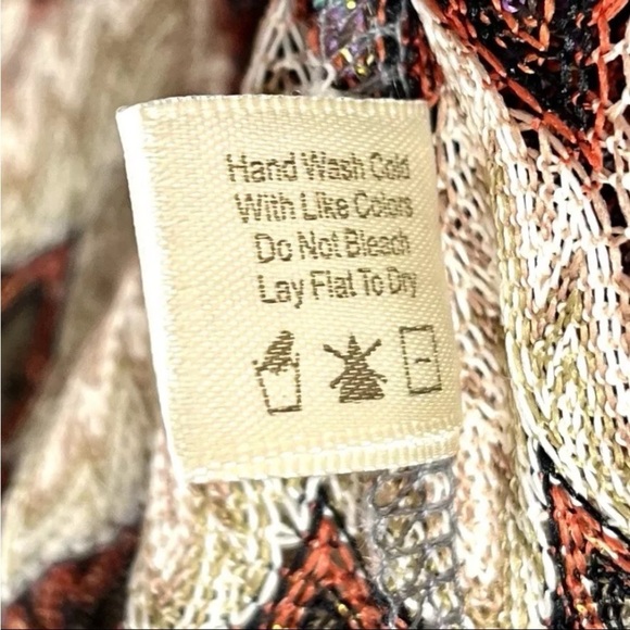 Boston Proper Blouse Sz XL V-Neck Multicolor Zig-Zag Indie Boho Cinch Bust EUC - Picture 9 of 13